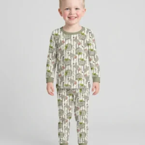 Custom Name Camo Apple Days Bamboo Two Piece Long Sleeve Pajama Set