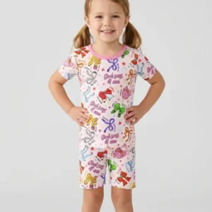 Pencil Bows God Says I Am Bamboo Two Piece Short Sleeve Shorts Pajama Set