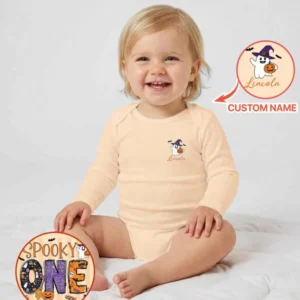Personalized Spooky One Halloween First Birthday Bamboo Bodysuit