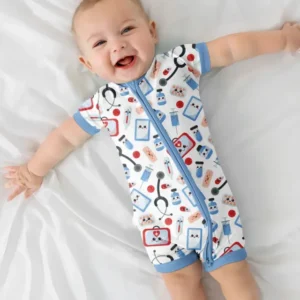 Medical Buddies Bamboo Shorty Zippered Romper