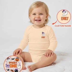 Custom Name Spooky One First Halloween Bamboo Bodysuit