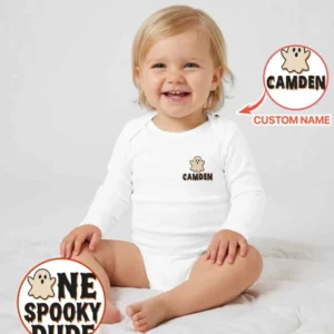 Personalized Ghost Halloween Baby Bamboo Bodysuit