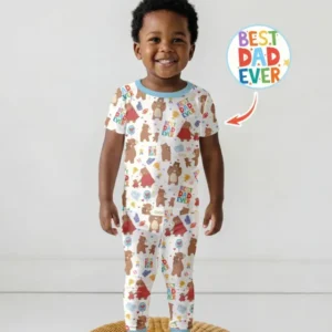 Best Daddy Bear Ever Family Matching Bamboo Two Piece Short Sleeve Pajama Set