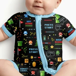 Pixel Game Lover Matching Bamboo Shorty Zippy