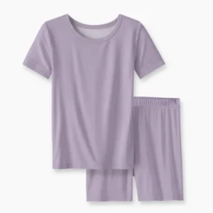 Taro Bamboo Two Piece Short Sleeve Shorts Pajama Set