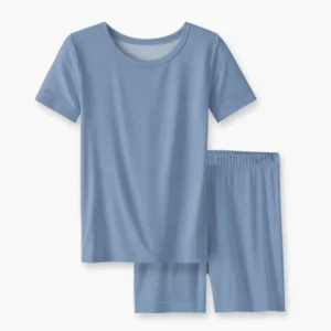 Slate Bamboo Two Piece Short Sleeve Shorts Pajama Set