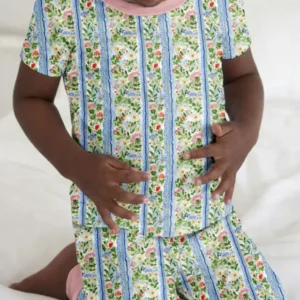 Pastel Floral Girl Bamboo Two Piece Short Sleeve Pajama Set