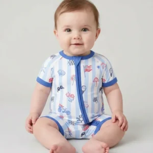 Red, White & Beachy Family Matching Bamboo Shorty Zippy