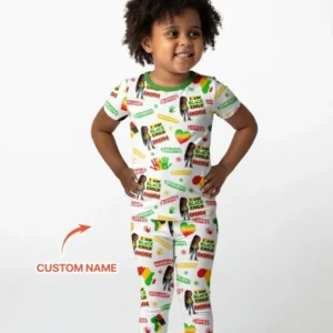 Custom Name I Am Black Child Magical Bamboo Two Piece Short Sleeve Pajama Set