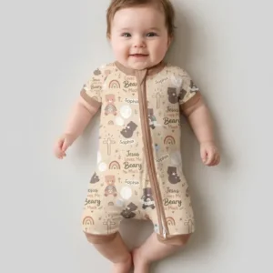 Custom Name Jesus Loves Me Beary Much Bamboo Shorty Zippy