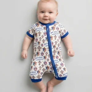 God Bless America Family Matching Bamboo Shorty Zippy