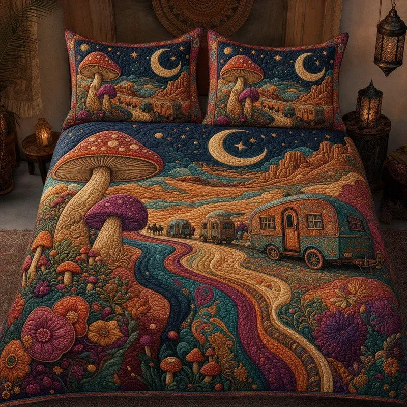 Magic Mushroom Bamboo Quilt Bedding Set