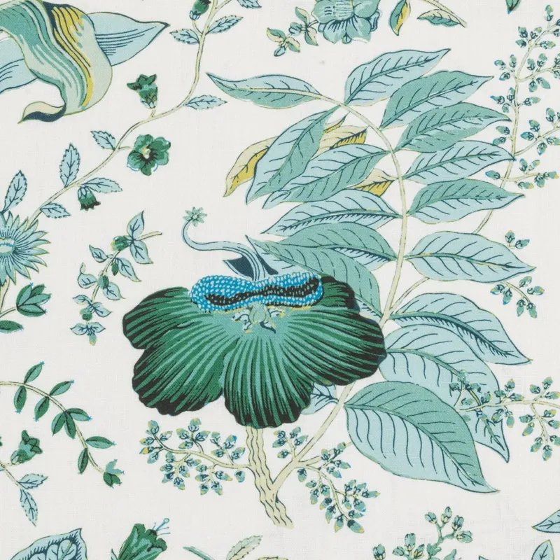 Matouk Pomegranate table emerald colored fabric swatch.