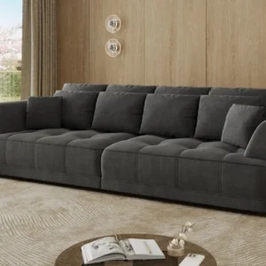 Designer Big Sofa Nuvo in Samt mit elektrischer Schlaffunktion