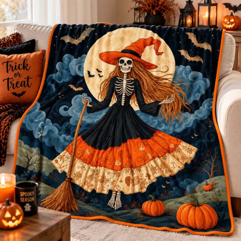 Moonlit Witch Dance Bamboo Blanket