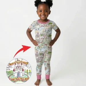Once Upon A Map Mommy & Baby Matching Bamboo Two Piece Short Sleeve Pajama Set