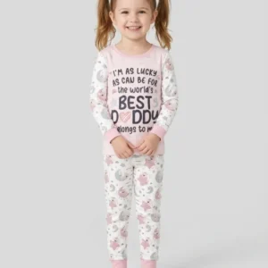 The World's Best Daddy Belongs To Me Bamboo Two Piece Long Sleeve Pajama Set