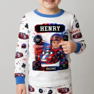 Kids Racing Car Bamboo Two Piece Long Sleeve Pajama Set