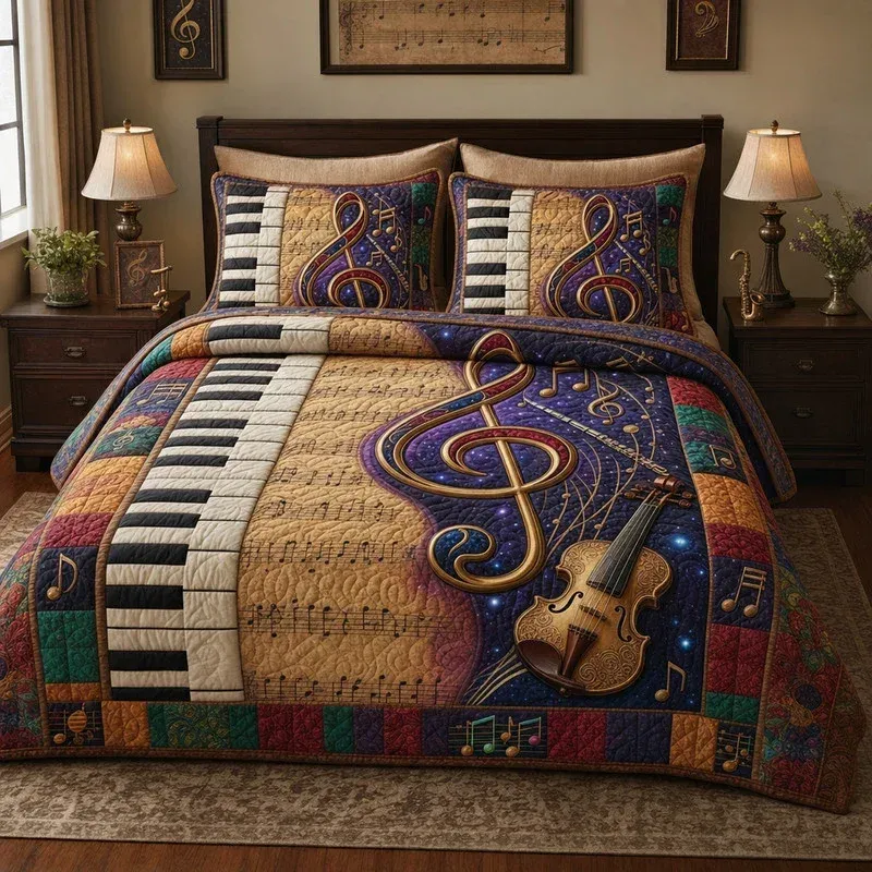 Piano Key Sonata Bamboo Quilt Bedding Set
