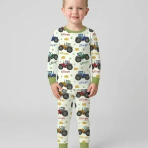 Custom Name A Little Dirt Never Hurt Bamboo Two Piece Long Sleeve Pajama Set