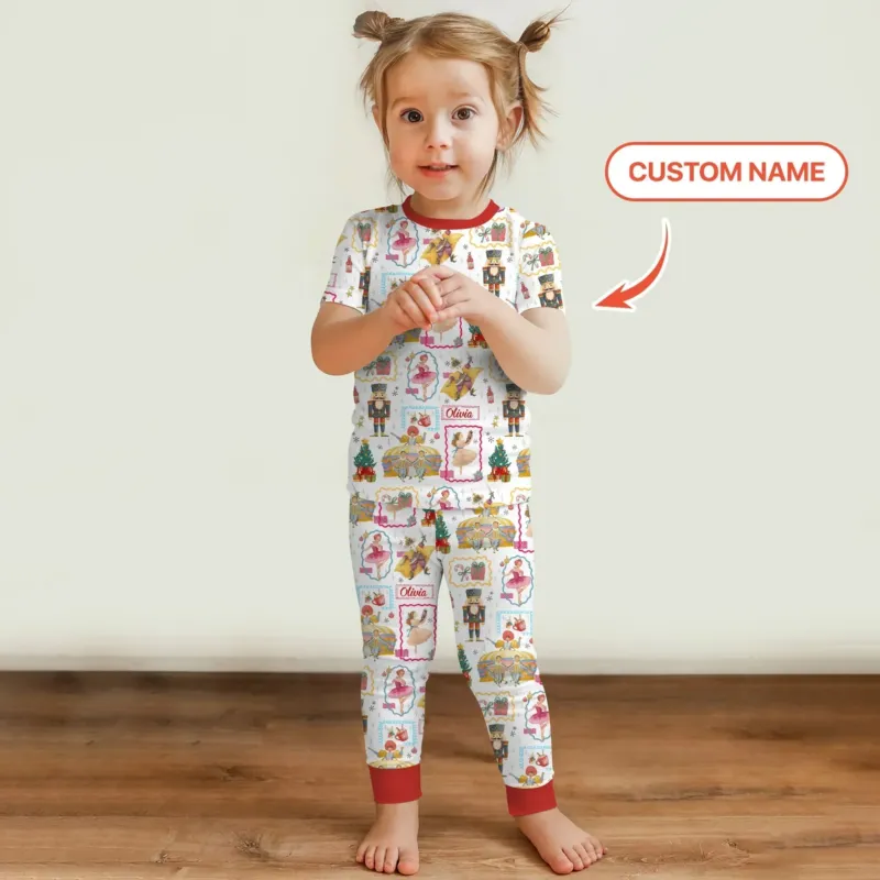 The Enchanted Nutcracker Custom Name Bamboo Two Piece Short Sleeve Pajama Set