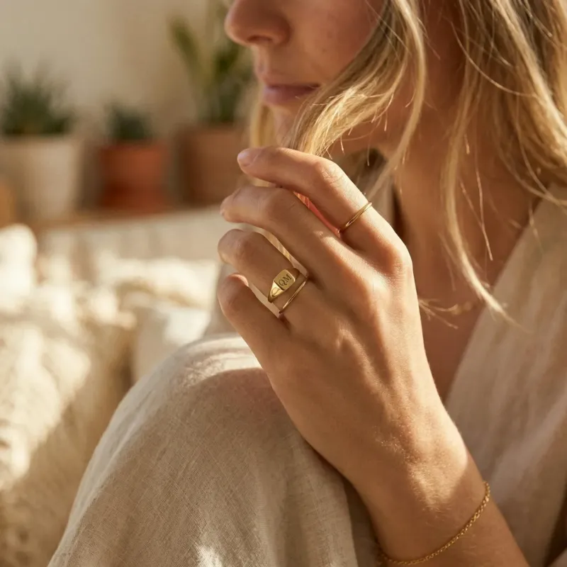 Personalized Engraved Square Signet Ring
