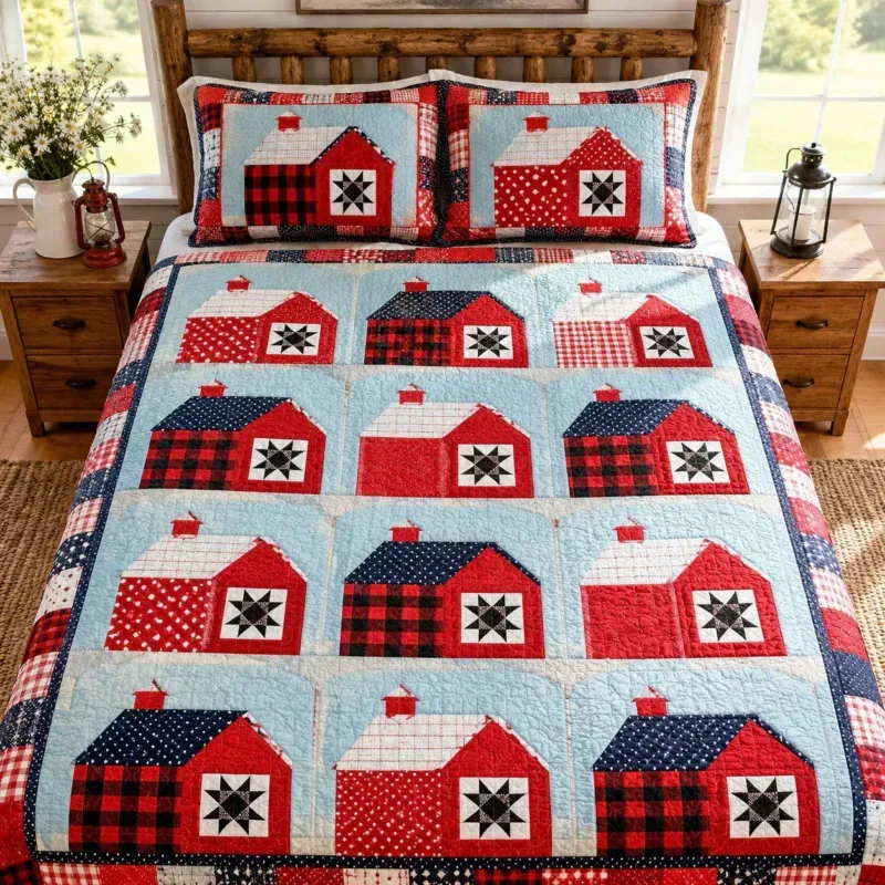 Rustic Farm Bamboo Quilt Bedding Set