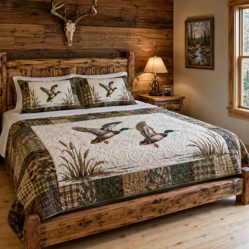 Rustic Pond Bamboo Quilt Bedding Set