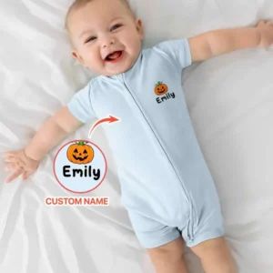 Personalized Spooky Season Pumpkin Ghost Bamboo Shorty Zippy
