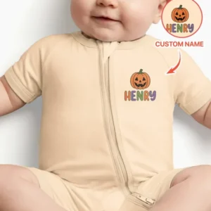 Personalized Halloween First Birthday Baby One Spooky Dude Bamboo Shorty Zippy