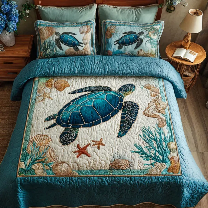 Sapphire Current Bamboo Quilt Bedding Set