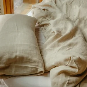 Linen Check King Duvet Cover Set With Shams Shade Natural