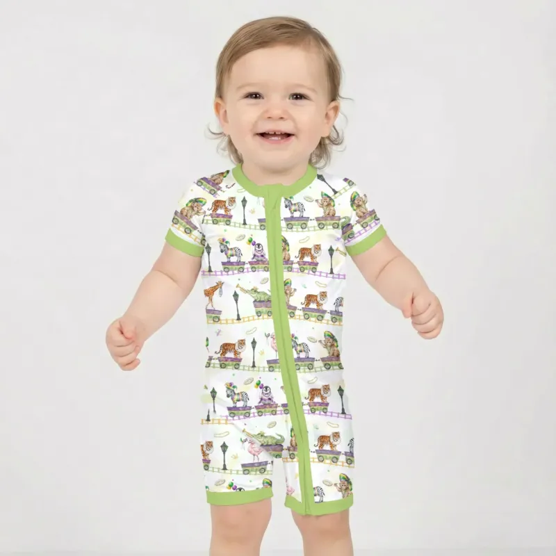 Mardi Gras Jungle Krewe Bamboo Shorty Zippy