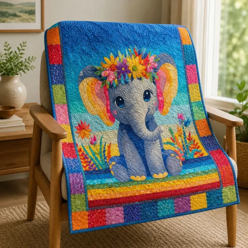 Sweet Elephant Bamboo Quilt Blanket
