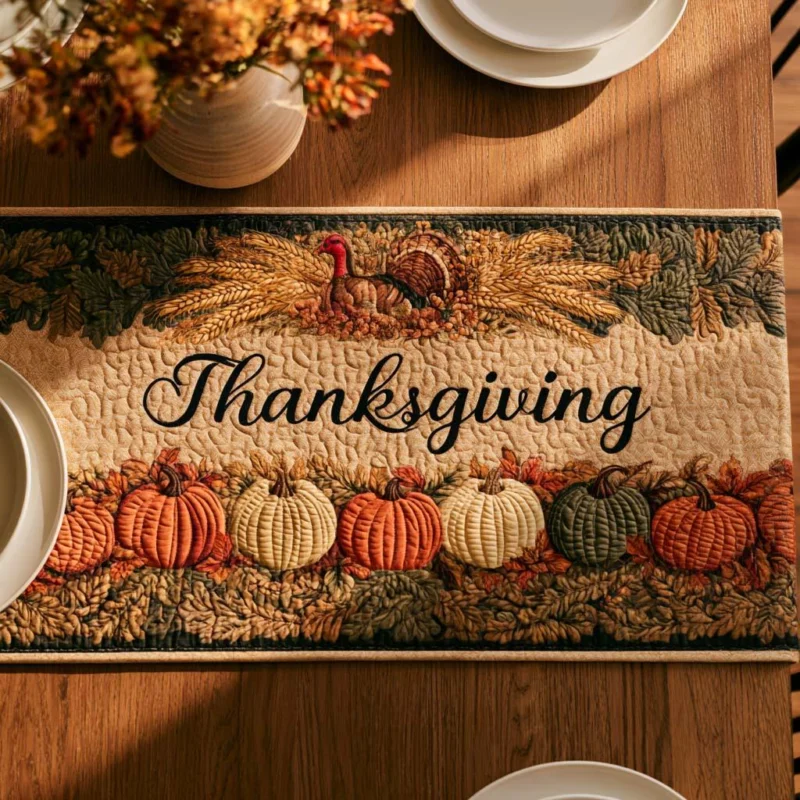 Thanksgiving Grateful Hearts Quilt Table Runner