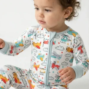 Airplanes and Helicopters Bamboo Convertible Zippered Romper