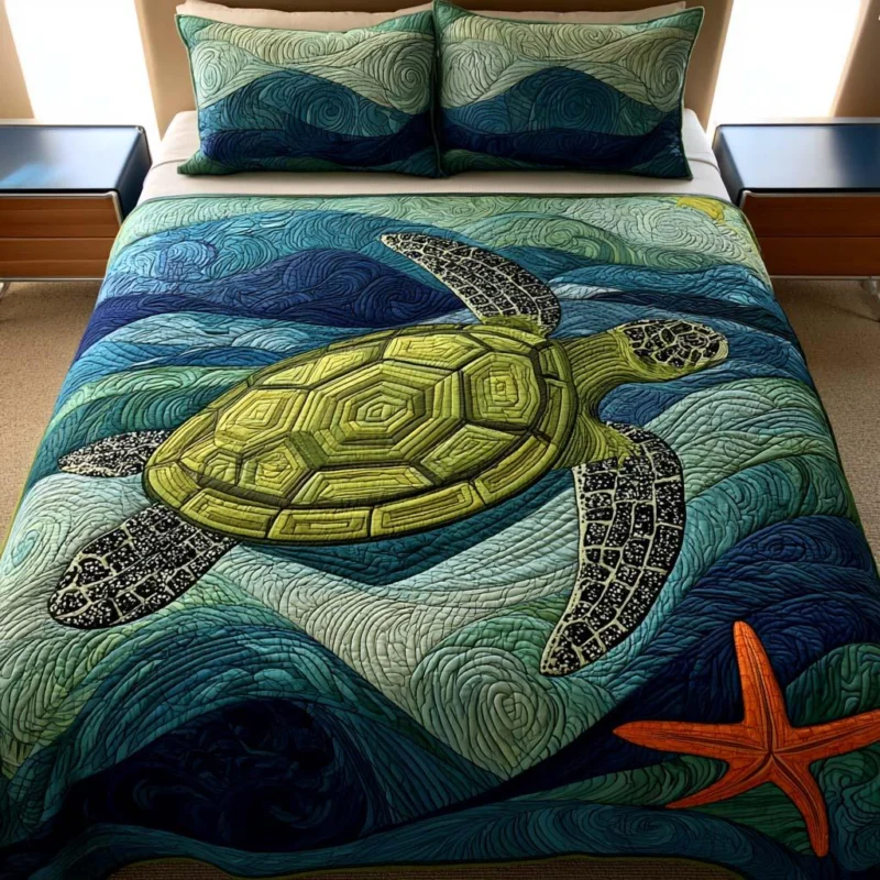 Turtle Garden Bamboo Quilt Bedding Set