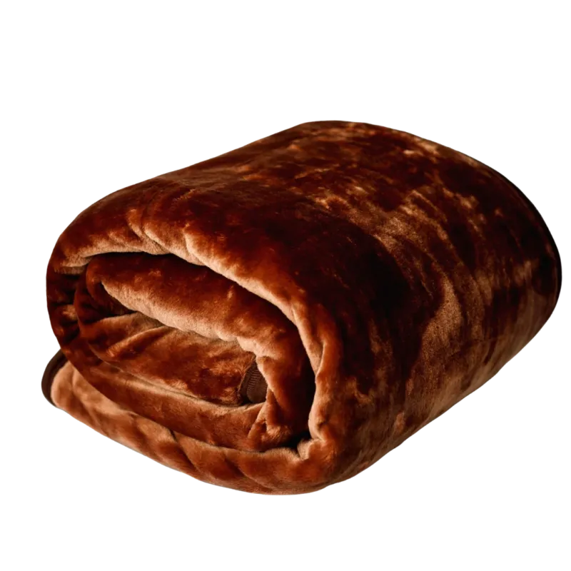 HappyBed brown cozy fleece blanket 150x200 cm rolled up.
