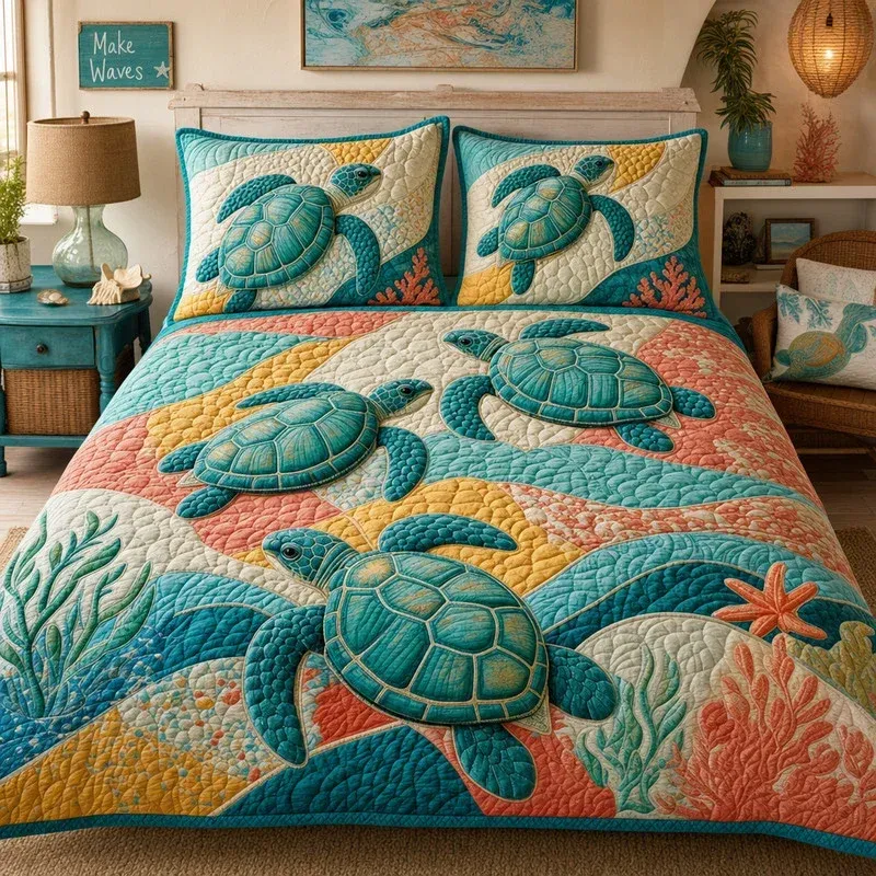 Vibrant Splash Bamboo Quilt Bedding Set