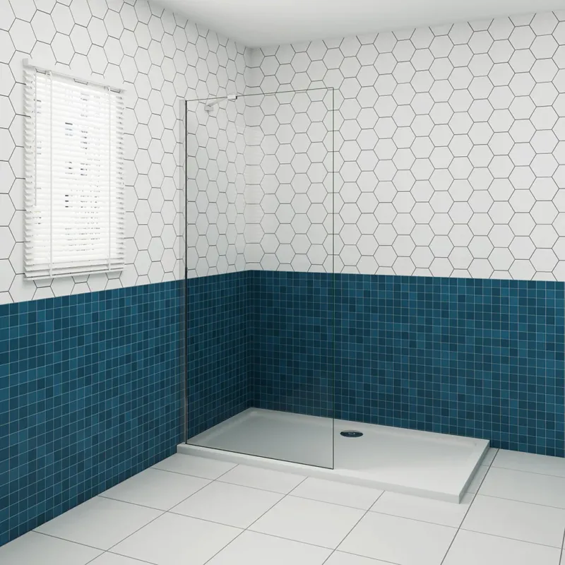 Duschwand aus Glas 8mm NANO Glas 60 x H.200 cm mit Stabilisationsstange