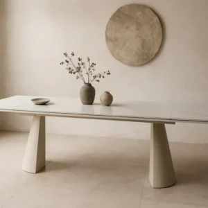 GAGAN Extension Esstisch 260 cm weiß Keramikplatte Marmordesign