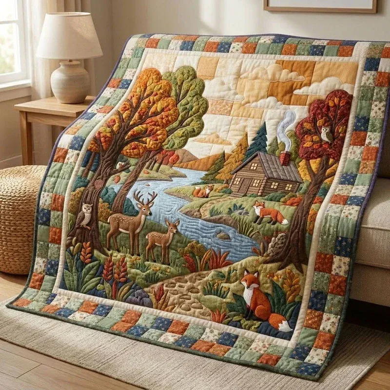 Wildwood Stream Deer Bamboo Quilt Blanket