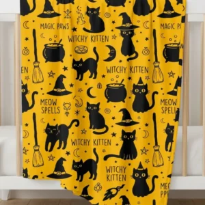 Witchy Kitten Spells Bamboo Blanket