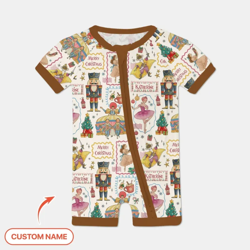 Custom Name "Magic of The Nutcracker" Merry Christmas Bamboo Shorty Zippy