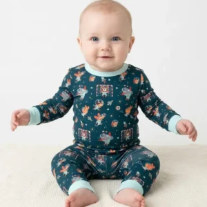 Space Soccer Bamboo Two Piece Long Sleeve Pajama Set