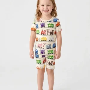 Color Train Bamboo Two Piece Short Sleeve Shorts Pajama Set