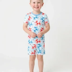 American Balloon Dog Party Bamboo Two Piece Short Sleeve Shorts Pajama Set