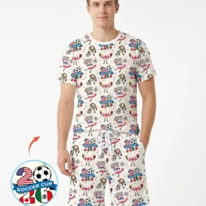 Soccer Squad 2026 Bamboo Men Short Sleeve Short Pajama Set