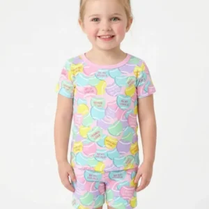 Tennis Candy Family Matching Bamboo Two Piece Short Sleeve Shorts Pajama Set