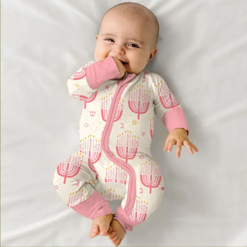 Hannukkah Menorah Family Matching Convertible Zippy , Hannukkah Menorah Family Matching Convertible Zippy - 0-3M / Girl